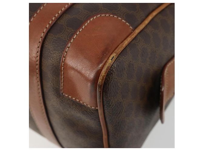 Céline Borsa Boston CELINE Macadam Canvas PVC Pelle Marrone Oro Auth BA13029 D'oro - vista 15
