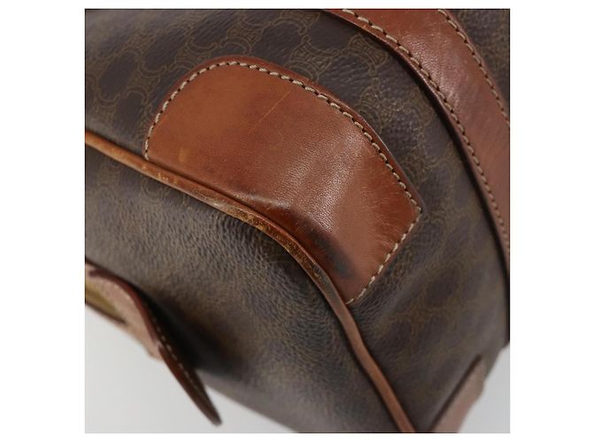 Céline Borsa Boston CELINE Macadam Canvas PVC Pelle Marrone Oro Auth BA13029 D'oro - vista 16