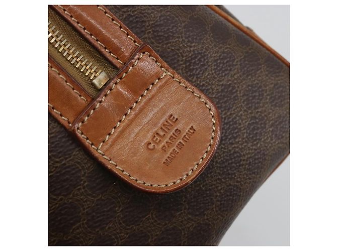 Céline Borsa Boston CELINE Macadam Canvas PVC Pelle Marrone Oro Auth BA13029 D'oro - vista 17