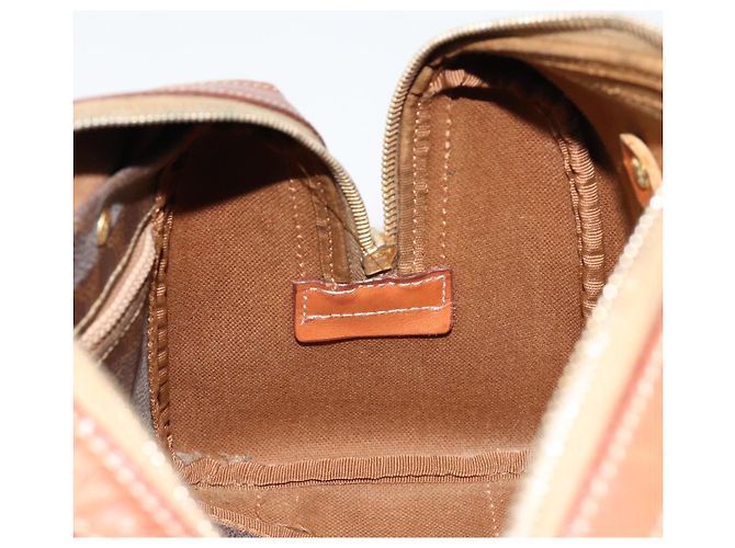 Céline Borsa Boston CELINE Macadam Canvas PVC Pelle Marrone Oro Auth BA13029 D'oro - vista 20