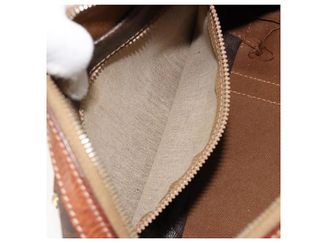 Céline Borsa Boston CELINE Macadam Canvas PVC Pelle Marrone Oro Auth BA13029 D'oro - vista 23