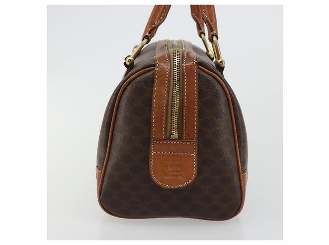 Céline Borsa Boston CELINE Macadam Canvas PVC Pelle Marrone Oro Auth BA13029 D'oro - vista 4