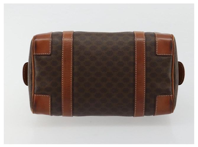 Céline Borsa Boston CELINE Macadam Canvas PVC Pelle Marrone Oro Auth BA13029 D'oro - vista 5