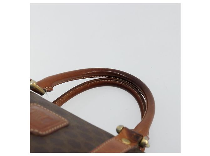 Céline Borsa Boston CELINE Macadam Canvas PVC Pelle Marrone Oro Auth BA13029 D'oro - vista 8