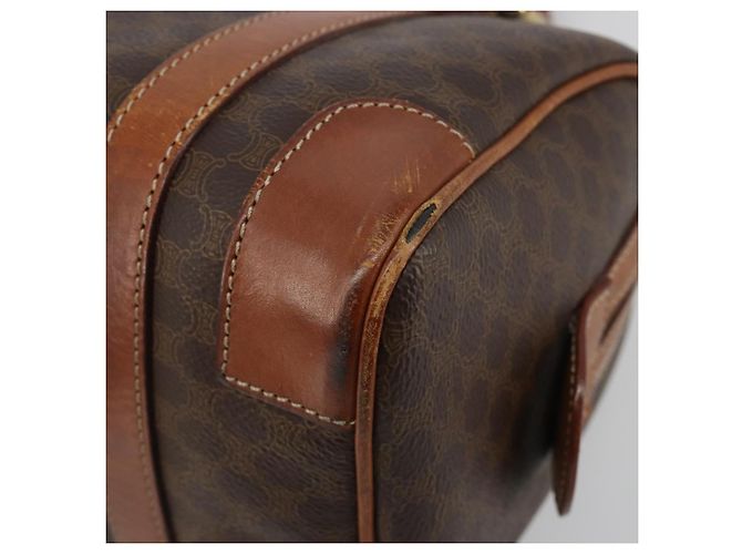 Céline Borsa Boston CELINE Macadam Canvas PVC Pelle Marrone Oro Auth BA13029 D'oro - vista 9