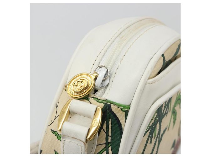 Borsa a Spalla GUCCI Flora PVC Bianco Oro 007 113 0115 Auth 182472 D'oro - vista 10
