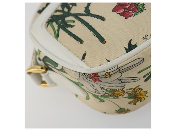 Borsa a Spalla GUCCI Flora PVC Bianco Oro 007 113 0115 Auth 182472 D'oro - vista 14