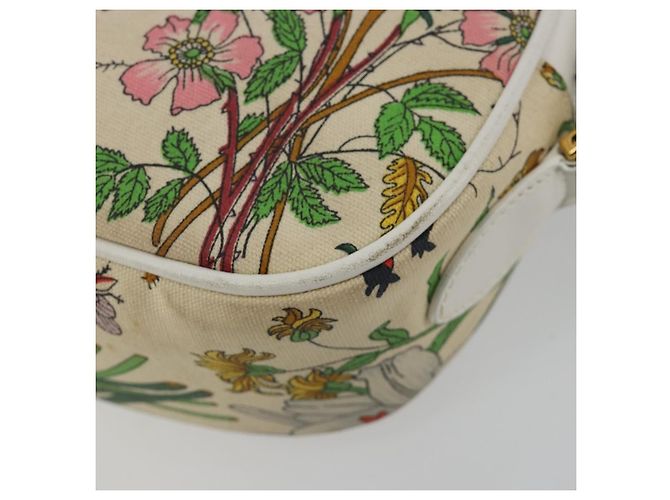 Borsa a Spalla GUCCI Flora PVC Bianco Oro 007 113 0115 Auth 182472 D'oro - vista 15
