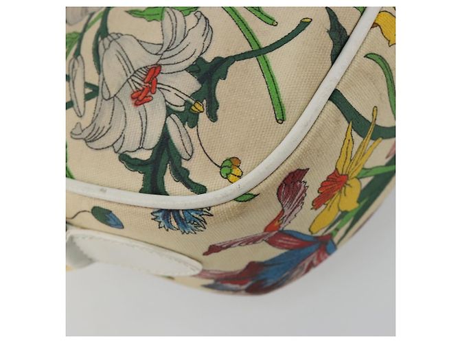 Borsa a Spalla GUCCI Flora PVC Bianco Oro 007 113 0115 Auth 182472 D'oro - vista 16