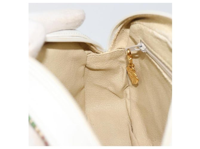 Borsa a Spalla GUCCI Flora PVC Bianco Oro 007 113 0115 Auth 182472 D'oro - vista 20