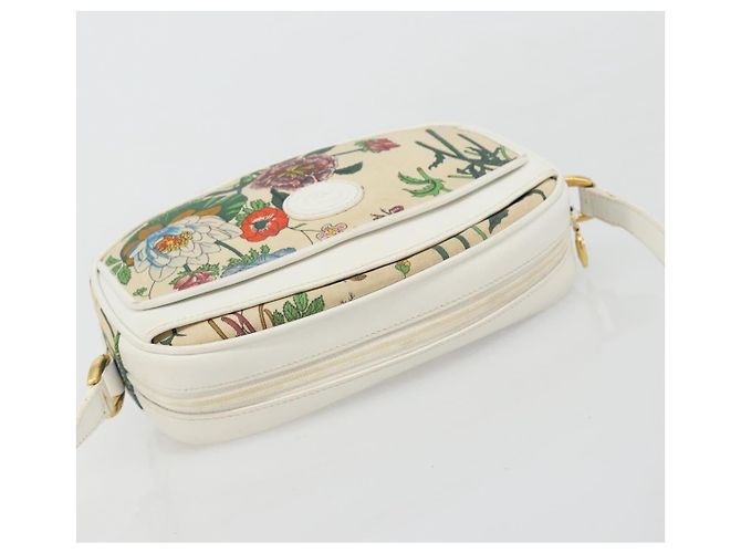 Borsa a Spalla GUCCI Flora PVC Bianco Oro 007 113 0115 Auth 182472 D'oro - vista 6