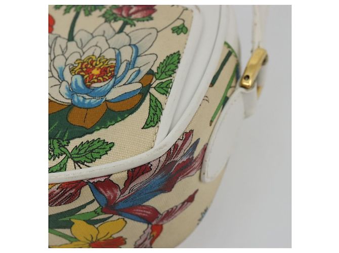 Borsa a Spalla GUCCI Flora PVC Bianco Oro 007 113 0115 Auth 182472 D'oro - vista 9