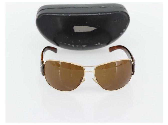 Gafas de sol PRADA estampado de carey plástico marrón oro Auth BA13220 Castaño Dorado - vista 12