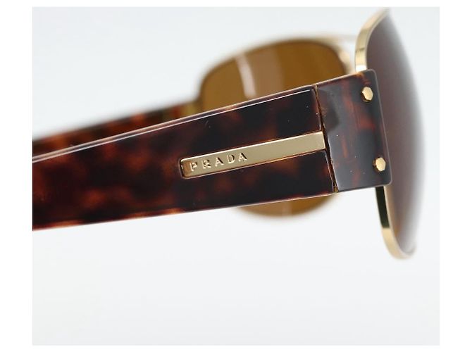 Gafas de sol PRADA estampado de carey plástico marrón oro Auth BA13220 Castaño Dorado - vista 4