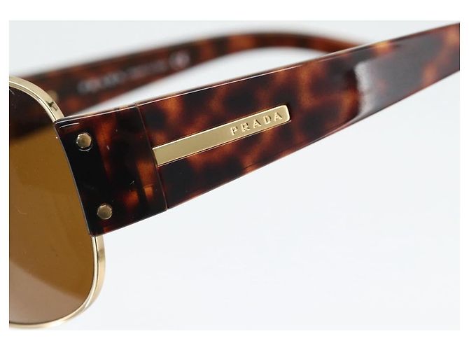 Gafas de sol PRADA estampado de carey plástico marrón oro Auth BA13220 Castaño Dorado - vista 6