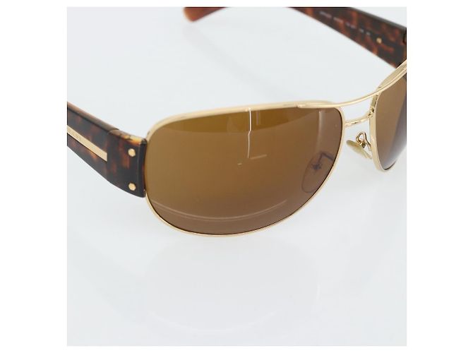 Gafas de sol PRADA estampado de carey plástico marrón oro Auth BA13220 Castaño Dorado - vista 7