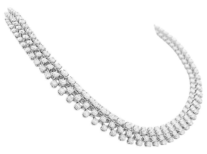 Collana Boucheron, "Angélique", rivière di diamanti, oro bianco. - vista 2
