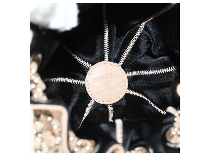 Borsa a mano CHANEL Chain Purse in pelle di agnello beige argento CC Auth bs35366V - vista 10
