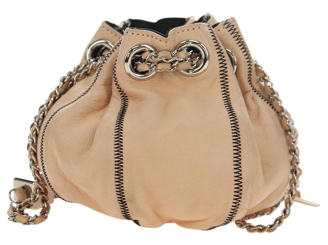 Borsa a mano CHANEL Chain Purse in pelle di agnello beige argento CC Auth bs35366V - vista 13