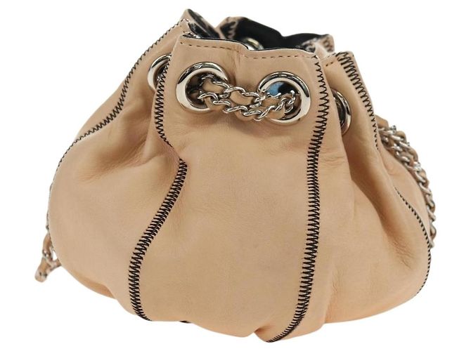 Borsa a mano CHANEL Chain Purse in pelle di agnello beige argento CC Auth bs35366V - vista 2