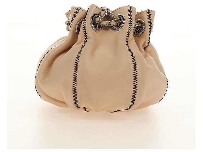 Borsa a mano CHANEL Chain Purse in pelle di agnello beige argento CC Auth bs35366V - vista 3