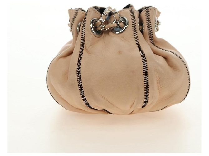 Borsa a mano CHANEL Chain Purse in pelle di agnello beige argento CC Auth bs35366V - vista 4