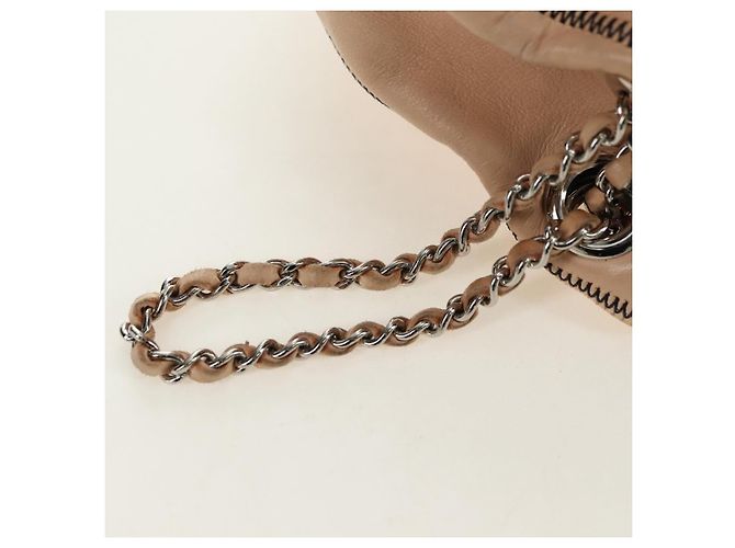 Borsa a mano CHANEL Chain Purse in pelle di agnello beige argento CC Auth bs35366V - vista 8