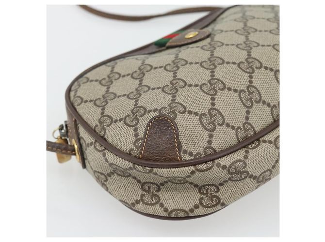 Borsa GUCCI GG Supreme Web Sherry Line in PVC Beige Oro 156 02 066 Auth 182402 D'oro - vista 14