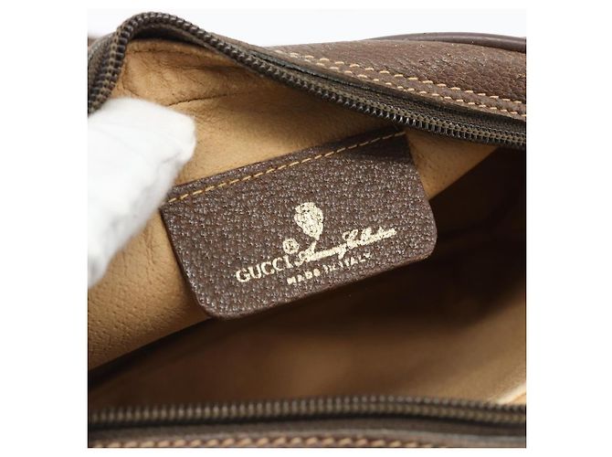 Borsa GUCCI GG Supreme Web Sherry Line in PVC Beige Oro 156 02 066 Auth 182402 D'oro - vista 17