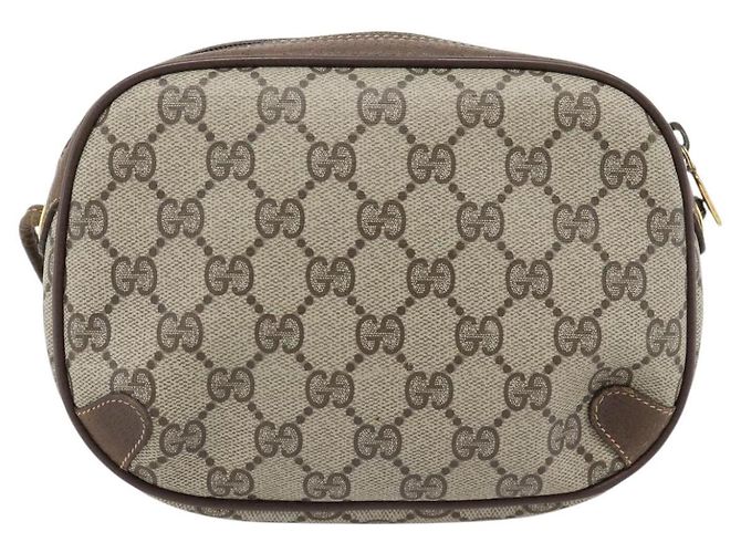 Borsa GUCCI GG Supreme Web Sherry Line in PVC Beige Oro 156 02 066 Auth 182402 D'oro - vista 2