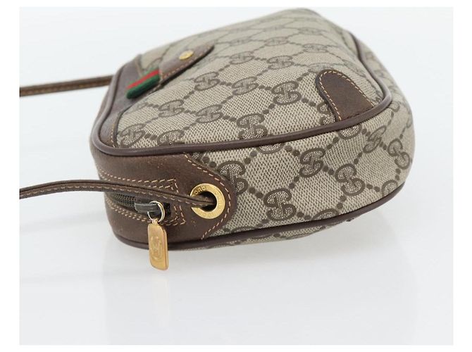 Borsa GUCCI GG Supreme Web Sherry Line in PVC Beige Oro 156 02 066 Auth 182402 D'oro - vista 3