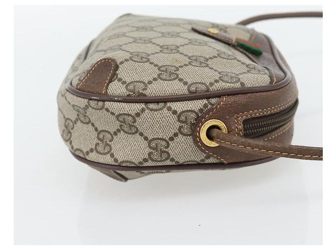 Borsa GUCCI GG Supreme Web Sherry Line in PVC Beige Oro 156 02 066 Auth 182402 D'oro - vista 4