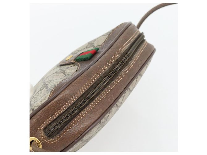 Borsa GUCCI GG Supreme Web Sherry Line in PVC Beige Oro 156 02 066 Auth 182402 D'oro - vista 6