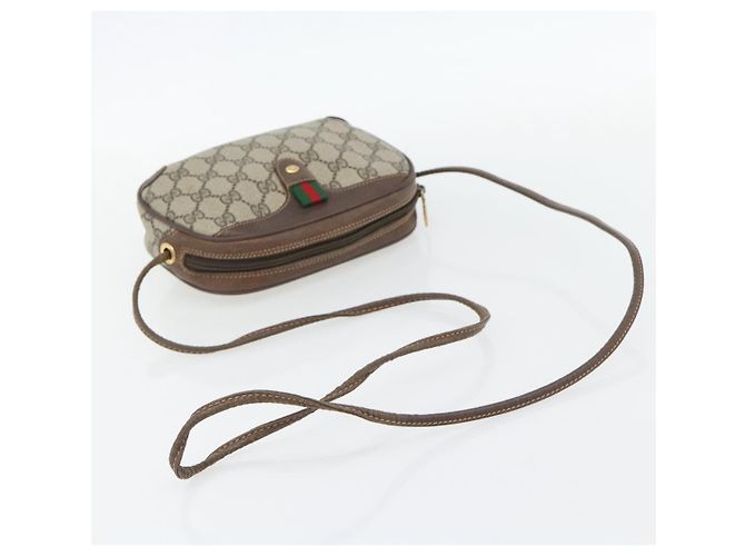 Borsa GUCCI GG Supreme Web Sherry Line in PVC Beige Oro 156 02 066 Auth 182402 D'oro - vista 7