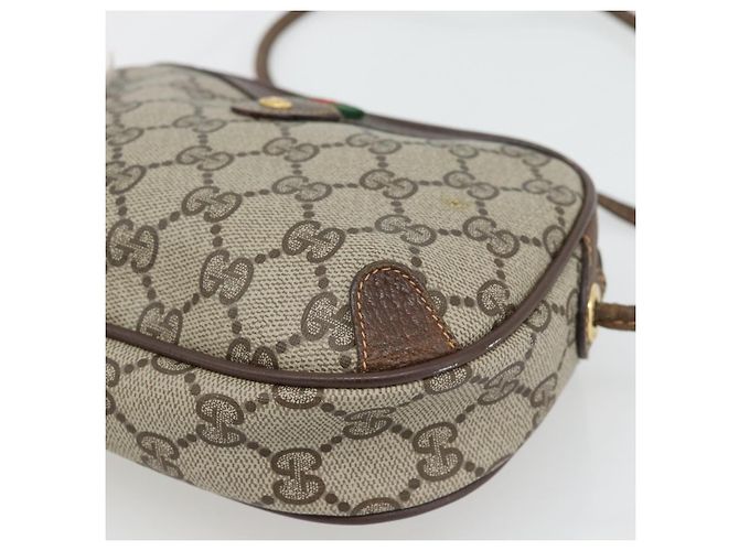 Borsa GUCCI GG Supreme Web Sherry Line in PVC Beige Oro 156 02 066 Auth 182402 D'oro - vista 9