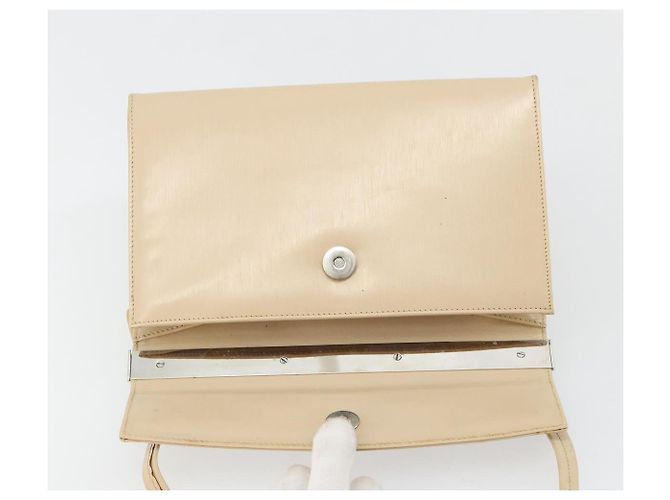 Borsa a tracolla Salvatore Ferragamo in pelle argento e beige Auth ka4481 - vista 17
