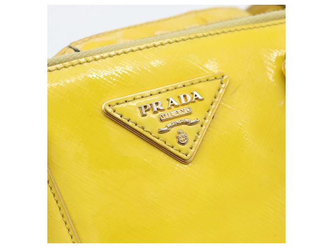 Borsa PRADA Galleria in pelle vernice 2way Yellow Gold Auth 181712 D'oro Giallo - vista 19