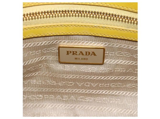Borsa PRADA Galleria in pelle vernice 2way Yellow Gold Auth 181712 D'oro Giallo - vista 20