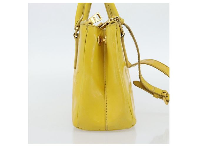 Borsa PRADA Galleria in pelle vernice 2way Yellow Gold Auth 181712 D'oro Giallo - vista 3