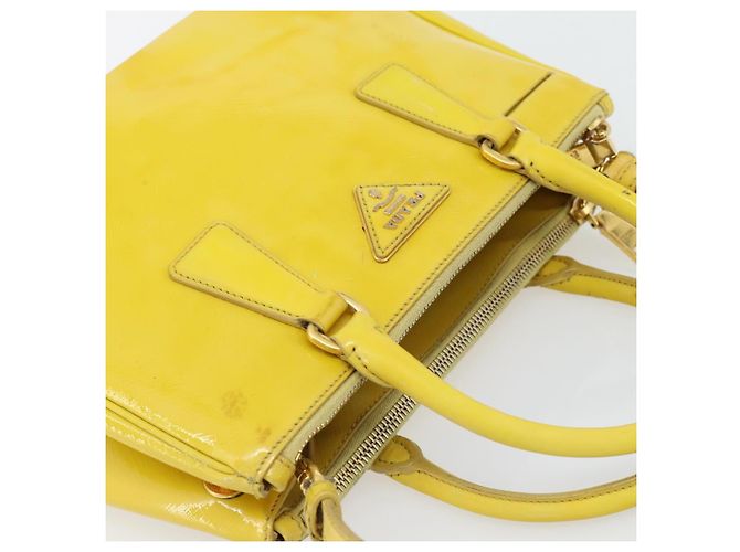 Borsa PRADA Galleria in pelle vernice 2way Yellow Gold Auth 181712 D'oro Giallo - vista 6