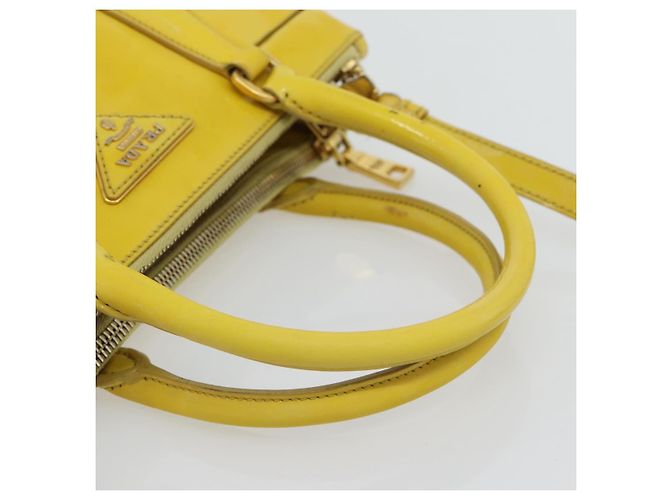 Borsa PRADA Galleria in pelle vernice 2way Yellow Gold Auth 181712 D'oro Giallo - vista 7