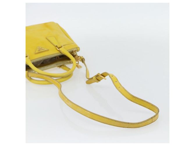 Borsa PRADA Galleria in pelle vernice 2way Yellow Gold Auth 181712 D'oro Giallo - vista 8