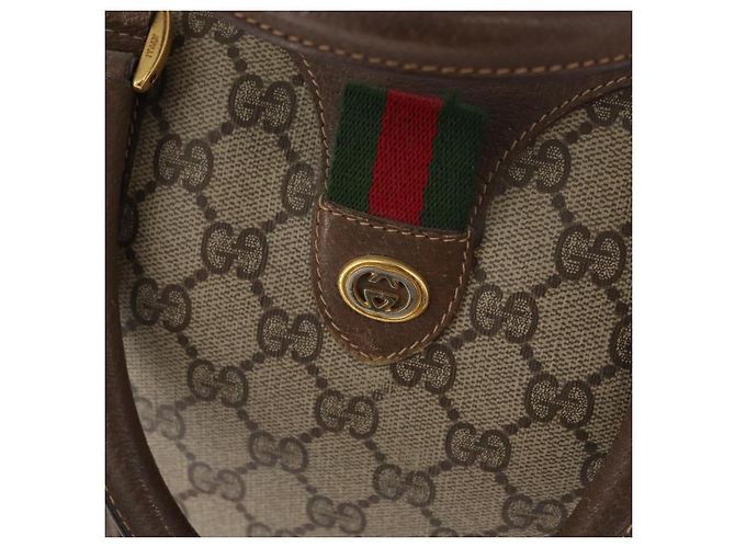 Sac à main GUCCI GG Supreme Web Sherry Line PVC Beige Or 40 02 007 Auth 180185 Doré - vue 18