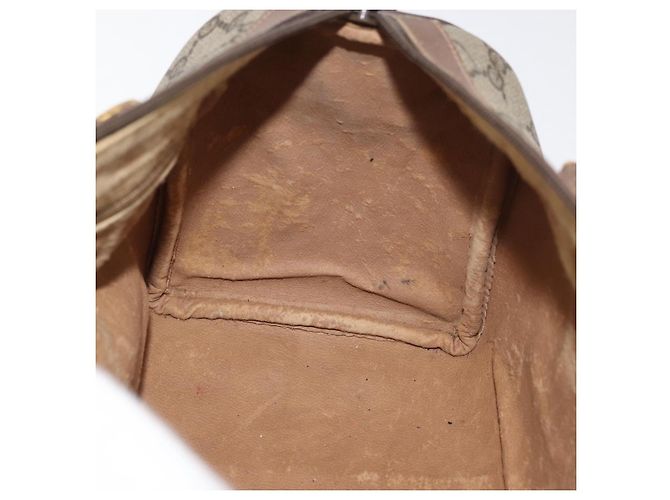 Sac à main GUCCI GG Supreme Web Sherry Line PVC Beige Or 40 02 007 Auth 180185 Doré - vue 19