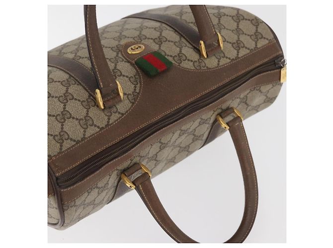 Sac à main GUCCI GG Supreme Web Sherry Line PVC Beige Or 40 02 007 Auth 180185 Doré - vue 6