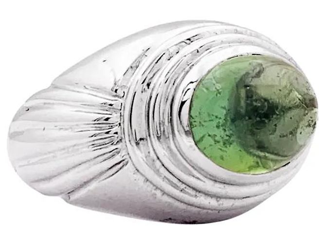 Anello Boucheron, "Jaïpur", oro bianco e tormalina verde. - vista 2