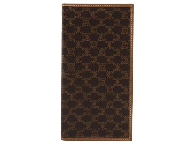 Céline Portafoglio CELINE Macadam Canvas PVC Pelle Marrone Auth am11691A - vista 13
