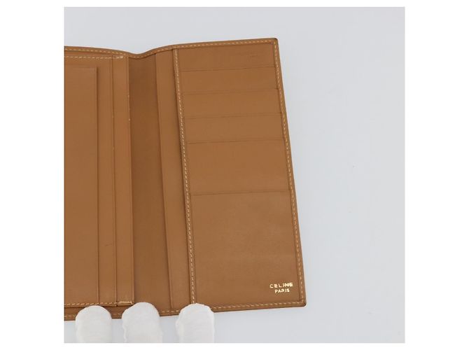 Céline Portafoglio CELINE Macadam Canvas PVC Pelle Marrone Auth am11691A - vista 17