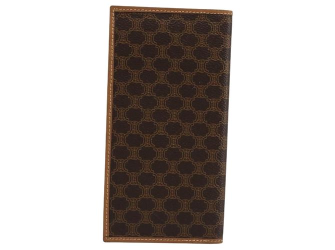 Céline Portafoglio CELINE Macadam Canvas PVC Pelle Marrone Auth am11691A - vista 2