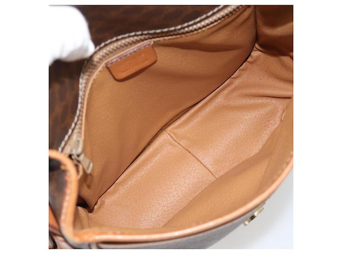 Céline Borsa a Spalla CELINE Macadam Canvas PVC Pelle Marrone Oro Auth 181854 D'oro - vista 11